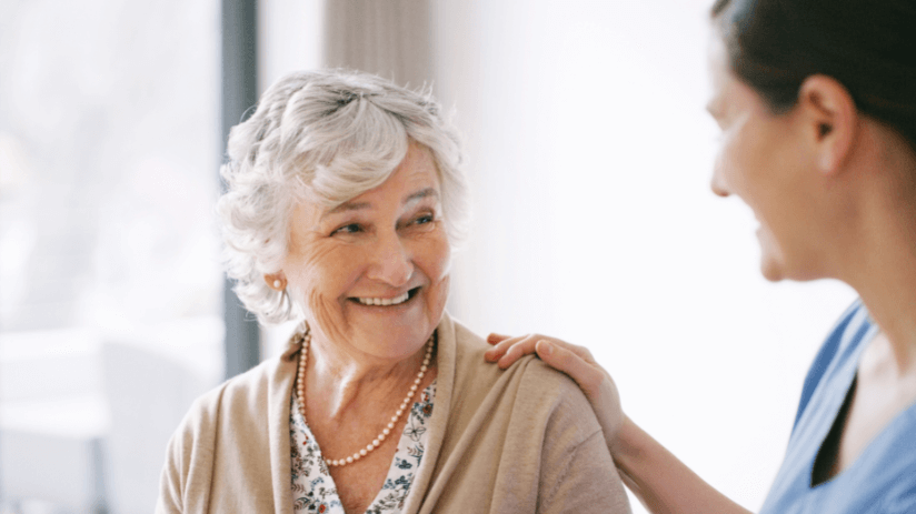 Old lady with dental implants